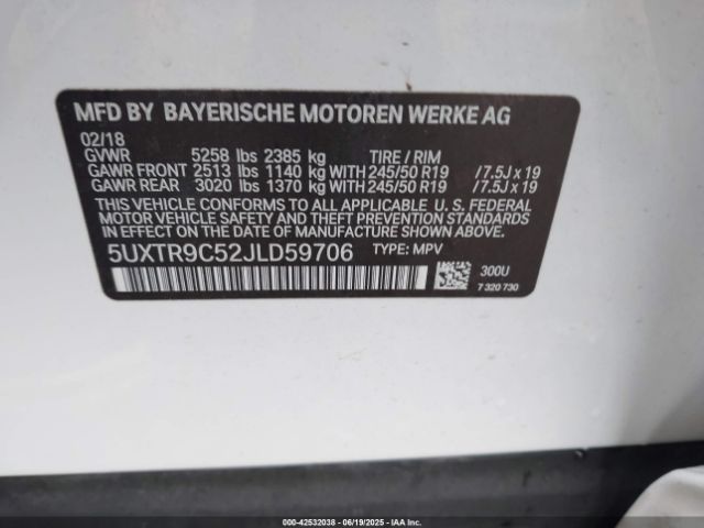 2018 BMW X3 5UXTR9C52JLD59706 Photo 8