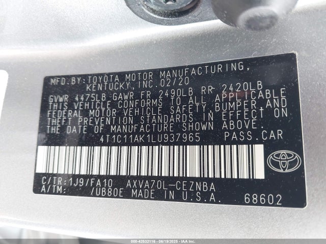 4T1C11AK1LU937965 Toyota a25a-fks