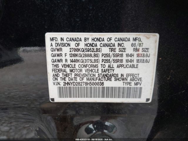 2008 ACURA MDX 2HNYD28278H500036 Photo 8