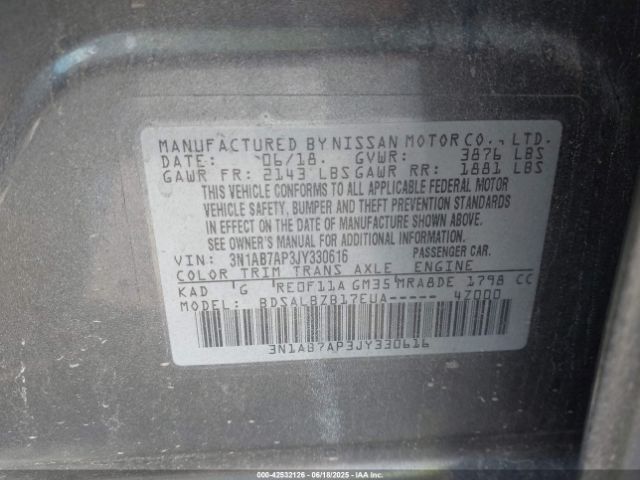 3N1AB7AP3JY330616 Nissan 2018