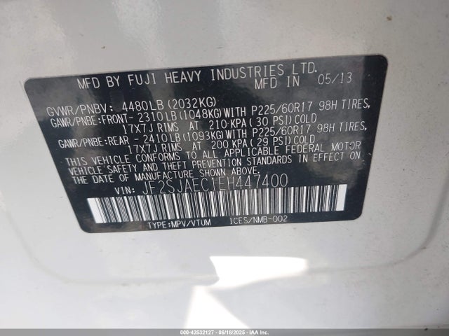 Subaru 2.5na u5 2014 JF2SJAEC1EH447400 Image 9