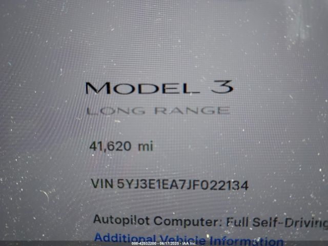 5YJ3E1EA7JF022134 Tesla MODEL 3