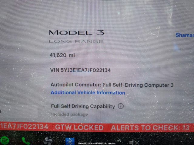 5YJ3E1EA7JF022134 Tesla MODEL 3