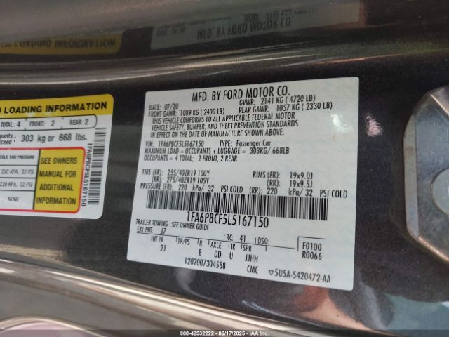 2020 FORD MUSTANG 1FA6P8CF5L5167150 Photo 8