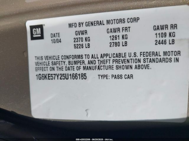 2005 CADILLAC DEVILLE 1G6KE57Y25U166185 Photo 8