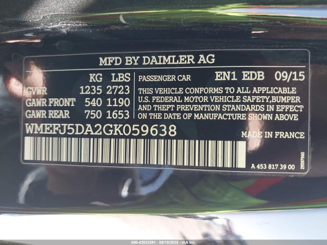Smart Fortwo 2016 WMEFJ5DA2GK059638 Image 9