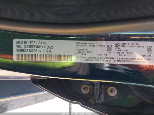 2021 RAM 1500 1C6SRFFT5MN776532 Photo 8