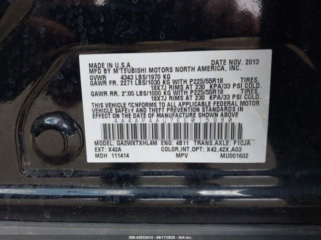 2014 MITSUBISHI OUTLANDER SPORT 4A4AP4AU7EE015980 Photo 8