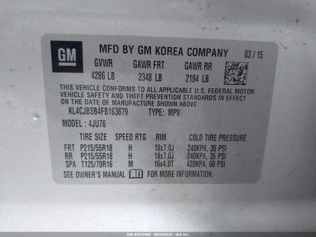 KL4CJBSB4FB163679 Buick luv