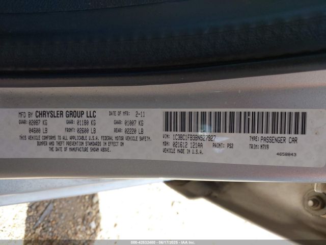2011 CHRYSLER 200 1C3BC1FB3BN527927 Photo 8