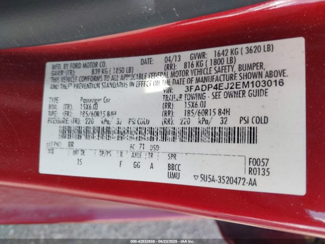 3FADP4EJ2EM103016 Ford Fiesta
