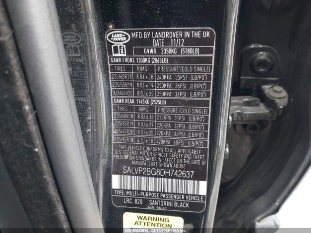 2013 LAND ROVER RANGE ROVER EVOQUE SALVP2BG8DH742637 Photo 8