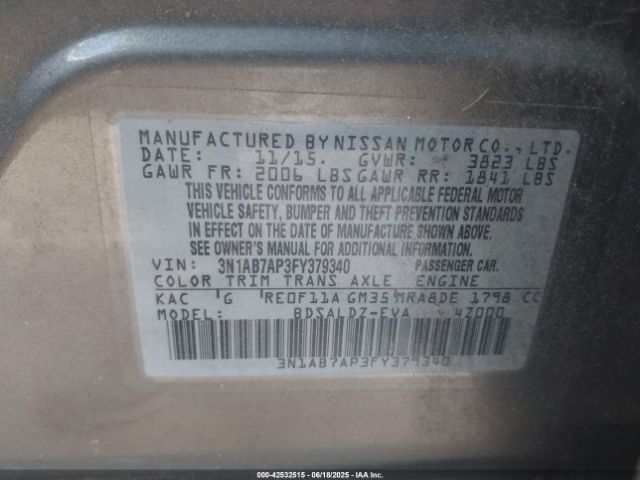 2015 NISSAN SENTRA 3N1AB7AP3FY379340 Photo 8