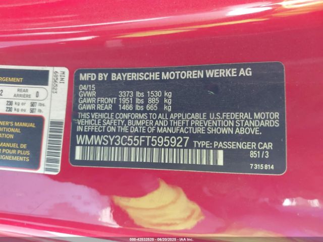 2015 MINI ROADSTER WMWSY3C55FT595927 Photo 8