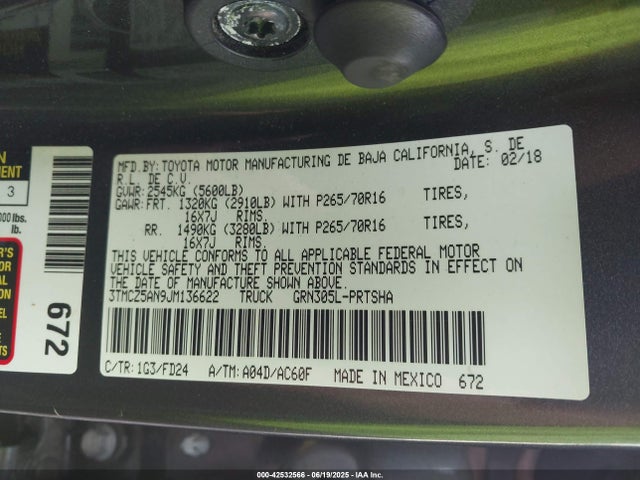 3TMCZ5AN9JM136622 Toyota 2gr-fks