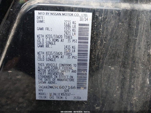 Nissan 2015 2015 5N1AR2MM2FC607166 Image 9