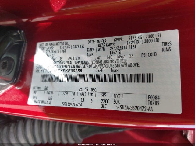 Ford 2015 2015 1FTEW1EFXFKE09255 Image 9