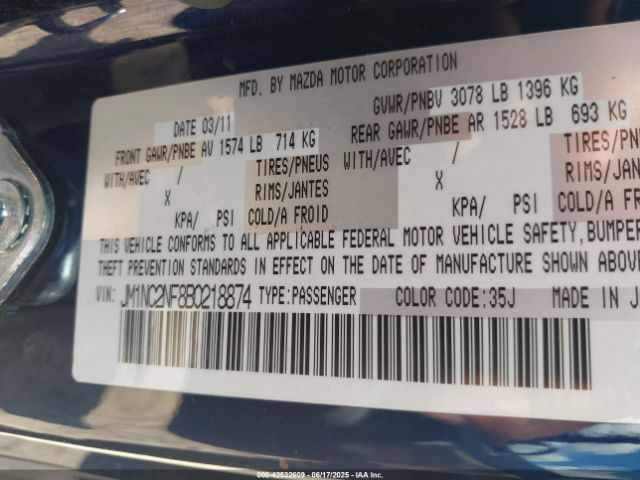 2011 MAZDA MX-5 MIATA JM1NC2NF8B0218874 Photo 8