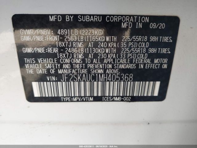 JF2SKAUC1MH405368 Subaru na u5
