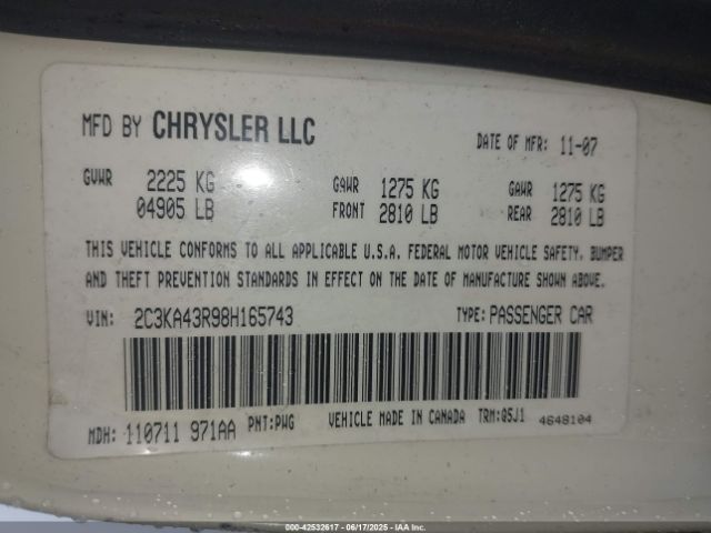 2008 CHRYSLER 300 2C3KA43R98H165743 Photo 8