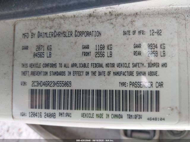 2003 CHRYSLER CONCORDE 2C3HD46R23H555069 Photo 8