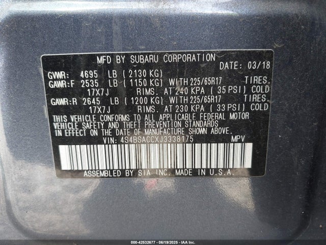 4S4BSACCXJ3338175 Subaru u5