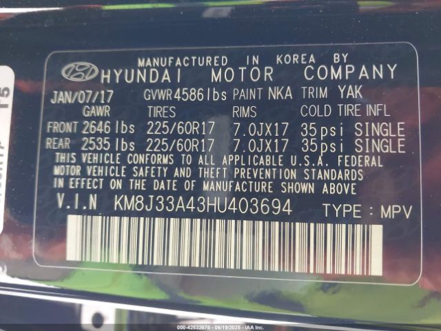2017 HYUNDAI TUCSON KM8J33A43HU403694 Photo 8