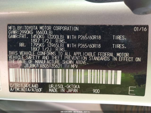 2016 LEXUS GX 460 JTJBM7FX8G5135621 Photo 8