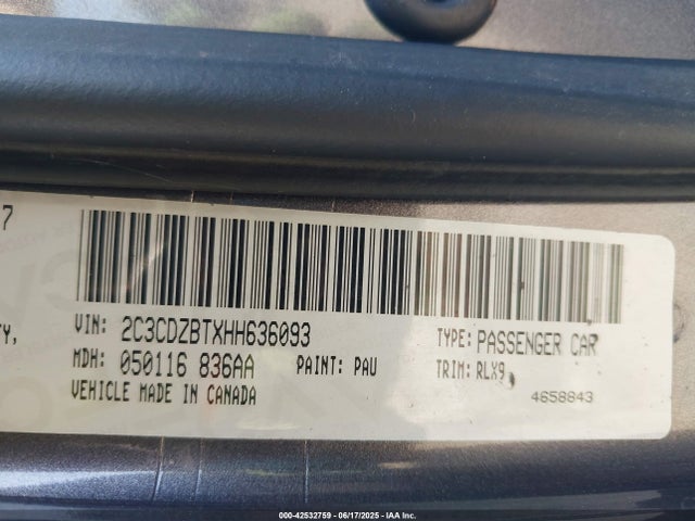 2C3CDZBTXHH636093 Dodge 2017