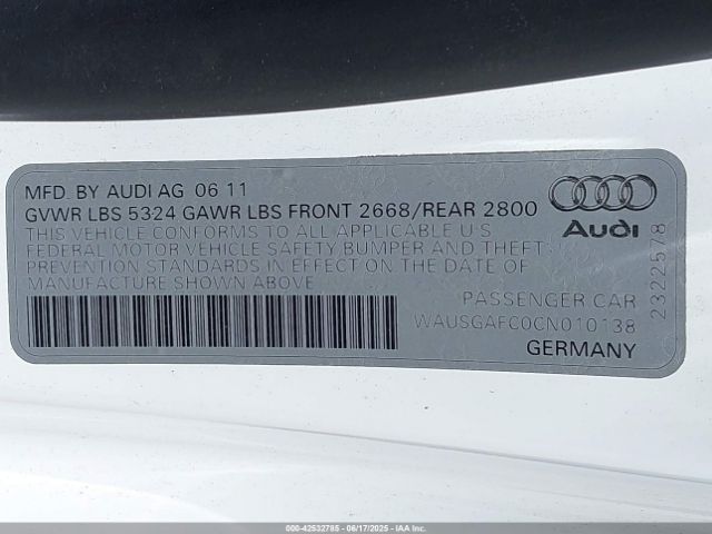 2012 AUDI A7 WAUSGAFC0CN010138 Photo 8