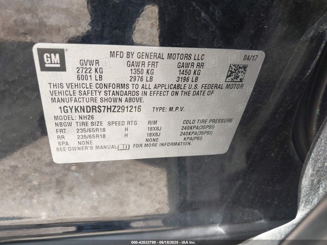 2017 CADILLAC XT5 1GYKNDRS7HZ291216 Photo 8