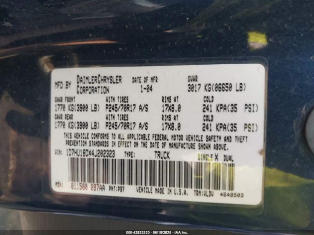 2004 DODGE RAM 1500 1D7HU18DX4J202323 Photo 8