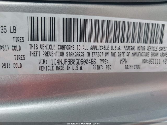 1C4NJPBB0GD800486 Jeep Patriot Sport