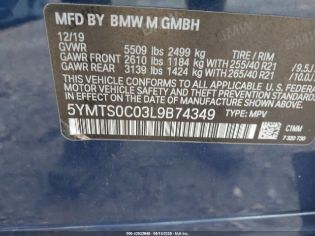 2020 BMW X3 M 5YMTS0C03L9B74349 Photo 8