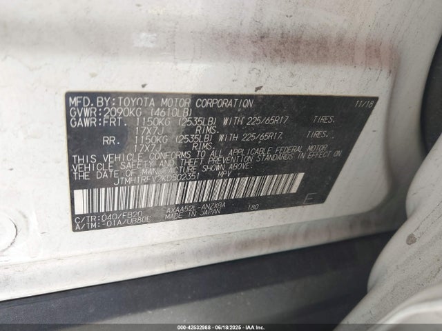 JTMH1RFV2KD502351 Toyota a25a-fks
