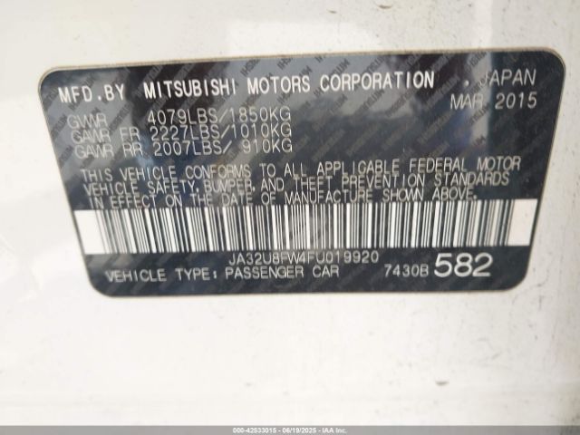 2015 MITSUBISHI LANCER JA32U8FW4FU019920 Photo 8
