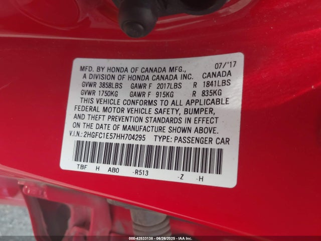 2HGFC1E57HH704295 Honda l15b7