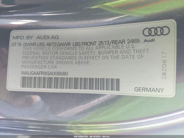 2016 AUDI S5 WAUG4AFR9GA008680 Photo 8