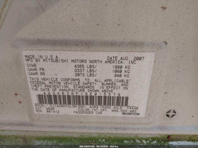 2008 MITSUBISHI GALANT 4A3AB36F18E015579 Photo 8