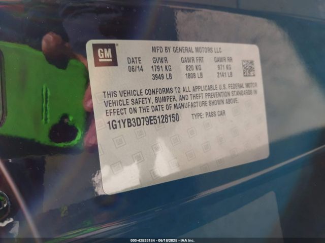 2014 CHEVROLET CORVETTE STINGRAY 1G1YB3D79E5128150 Photo 8