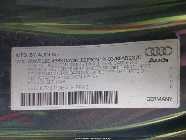 2011 AUDI A5 WAULFAFR0BA048843 Photo 8