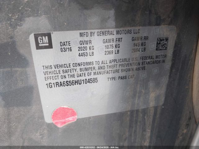 1G1RA6S56HU104585 Chevrolet l3a - di: direct injectio, vvt: variable valve timing, hybrid, gen 1