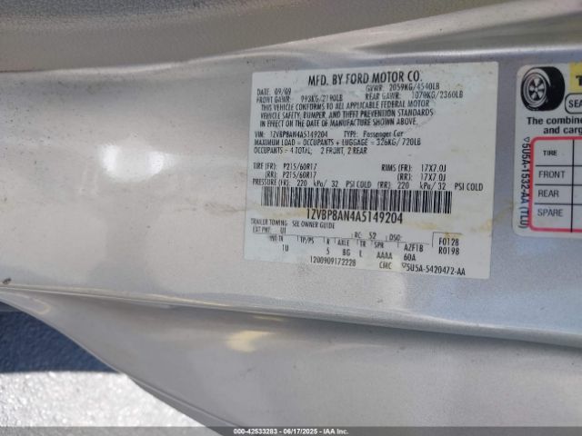 2010 FORD MUSTANG 1ZVBP8AN4A5149204 Photo 8