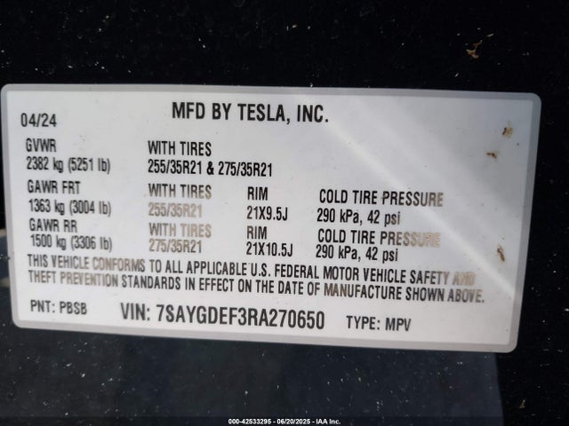 2024 TESLA MODEL Y 7SAYGDEF3RA270650 Photo 8