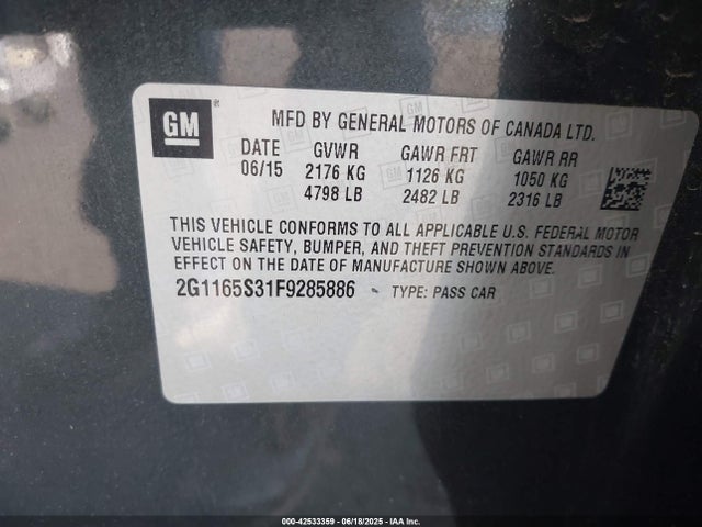 2G1165S31F9285886 Chevrolet lfx