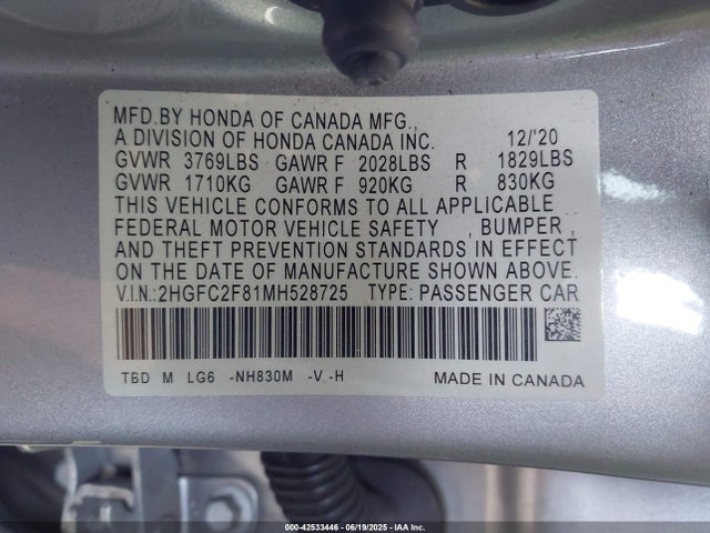 2HGFC2F81MH528725 Honda k20c2
