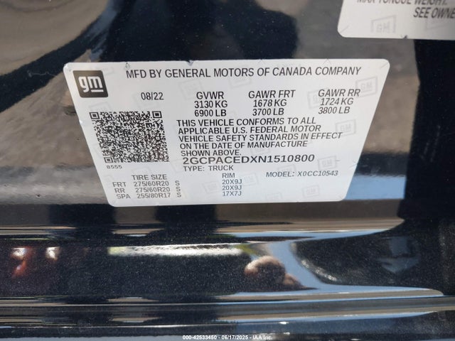 2GCPACEDXN1510800 Chevrolet l84