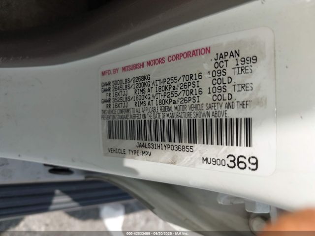 2000 MITSUBISHI MONTERO SPORT JA4LS31H1YP036855 Photo 8