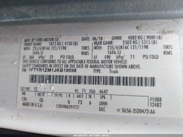 1FTYR1ZM1JKB18598 Ford Transit-250
