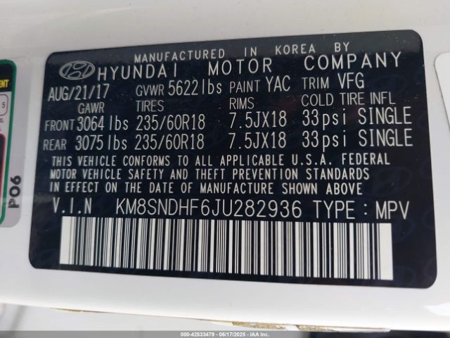 2018 HYUNDAI SANTA FE KM8SNDHF6JU282936 Photo 8